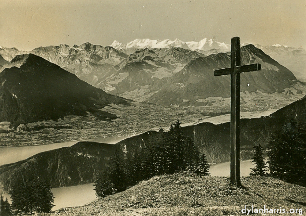 image: Postcard: View from Rigi Käurzeli, 4700ft, towards Unterwaldner, Bernalpen and Pelatus.