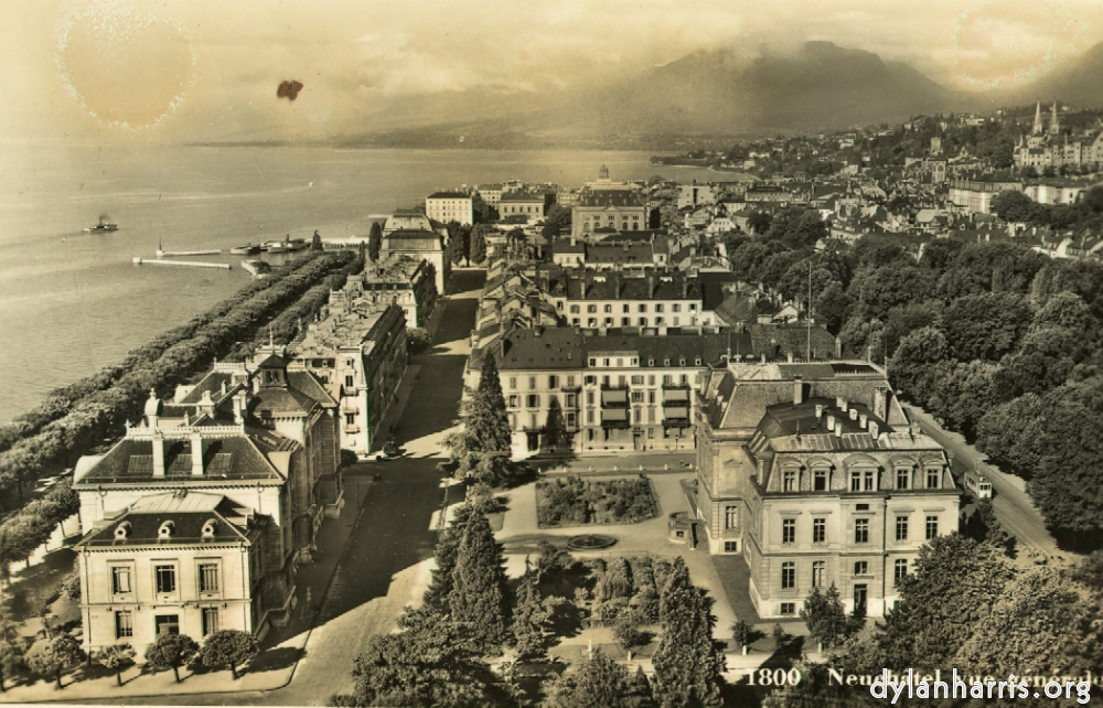 image: Postcard: 1800 Neuchâtel vue générale [[ Neuchâtel Lower City. ]]