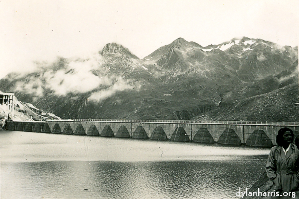 Image: Lucendro Storage Lake, 6900ft, St. Gotthard Pass. Capacity 25 million tons of water. Used for generation in wintertime.