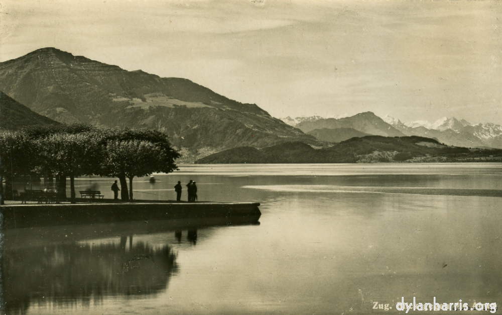 Postcard: Zug. Blick gegen die Alpen [[ Zug, Lake Zug and the Alps. ]]