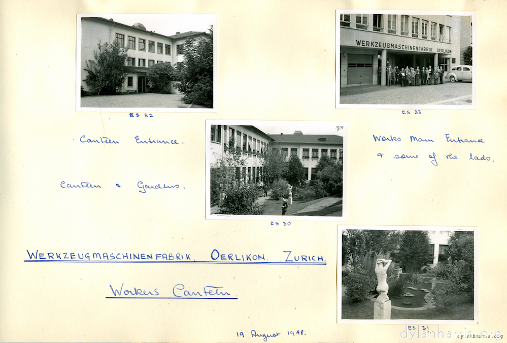 Werkzeugmaschinenfabrik, Oerlikon, Zurich, Workers Canteen. 19 August 1948.